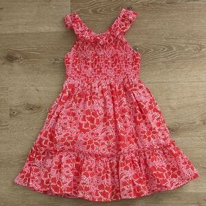 J.Crew Crewcuts Floral Pink & Red Smocked Block Print Sun Dress